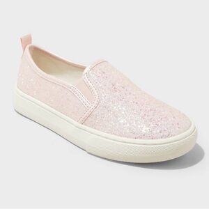 Cat & Jack Glittery Pink Slip-On Sneakers